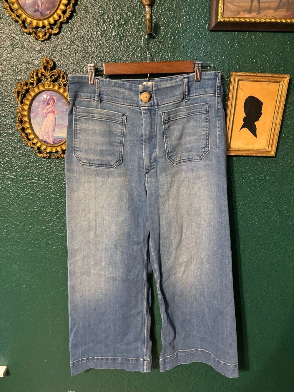 Maeve Anthropologie Collette Wide Leg Jeans Women's Size 31 Petite Cropped